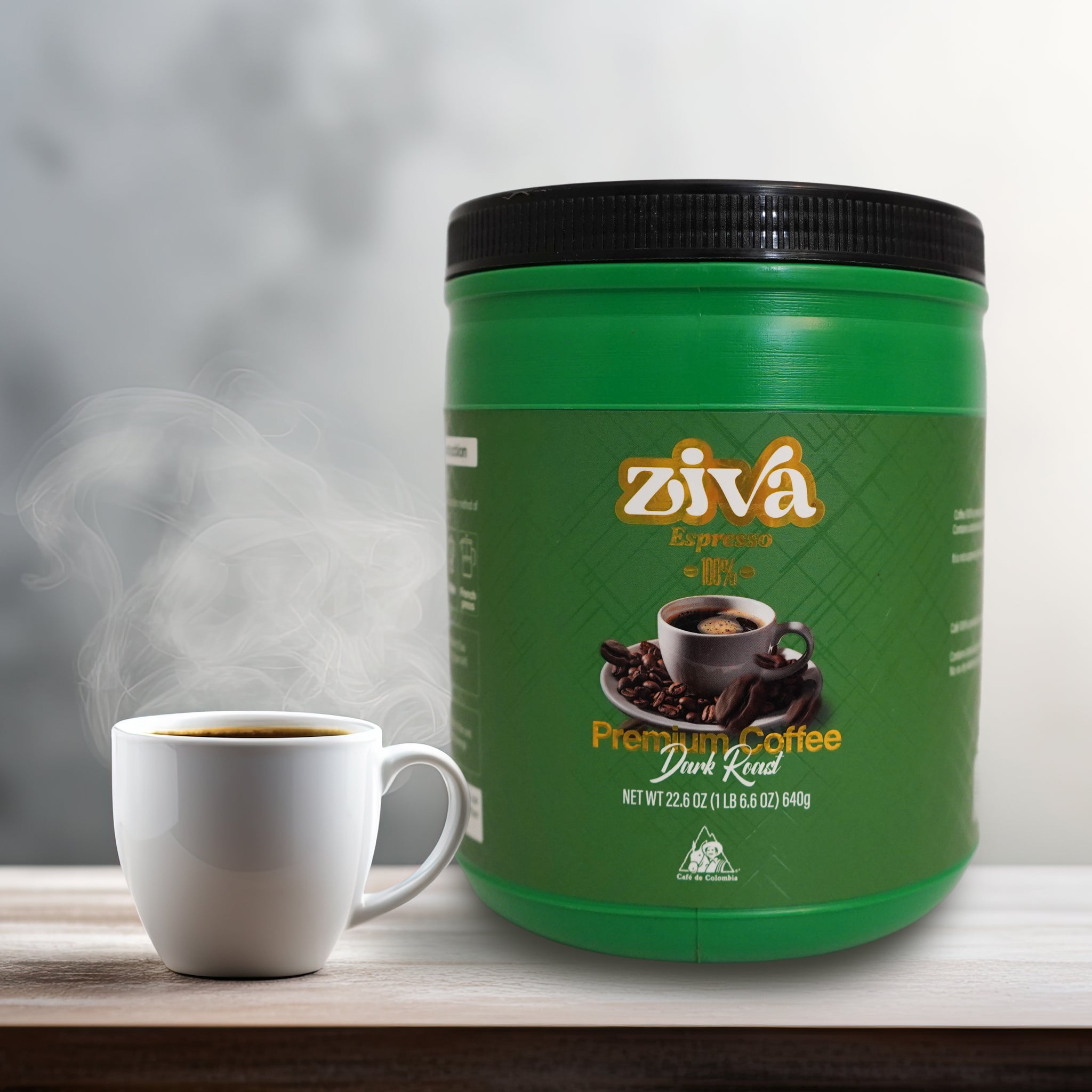 Image of Ziva Premium Coffee – Dark Roast Espresso, 100% Café de Colombia (640g)